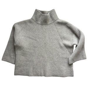 Rachel Zoe Soft Knit 100% Cashmere Pullover Sweater Mock Neck Ribbed Granola Tan